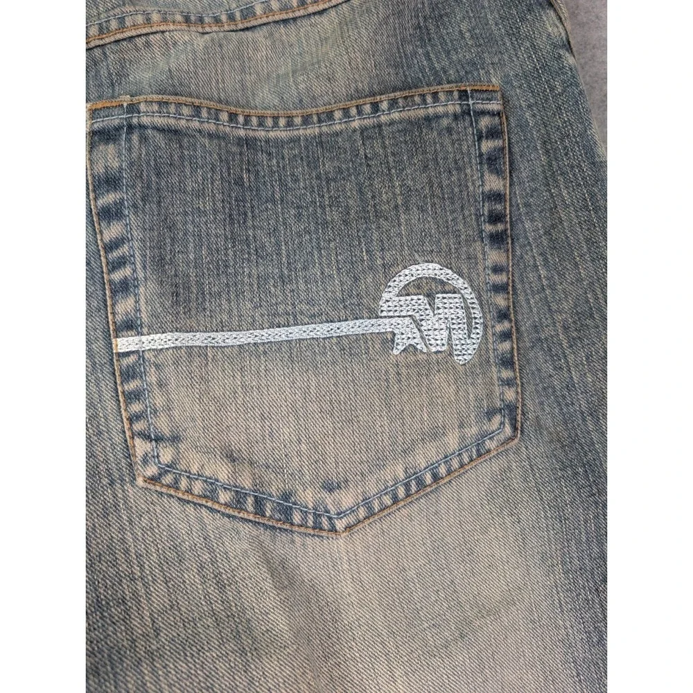 MECCA USA VTG Y2K Baggy Jeans Mens 34x32 Light Wash Distressed Denim Wide Leg
